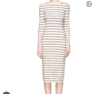 Theory Delissa Striped Midi Sweater Knit Dress Medium Classic Minimalist Office